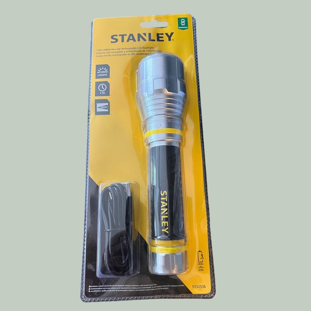 Stanley 1200 Lumen Rechargeable LED Flashlight Non-Slip 3 Modes 1332536